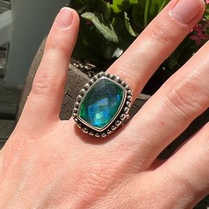 Lori Bonn Sterling Silver and Blue Green Stone Ring